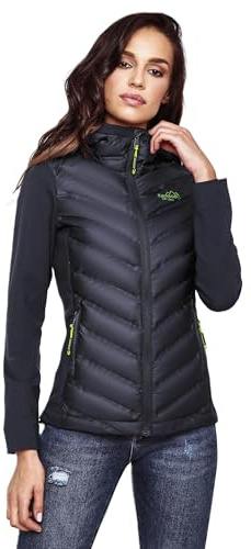 Navahoo Damen Fleece Hybrid Jacke Wanderjacke Kapuzenjacke B852 [B852-Nimm-Navy-Gr.M]