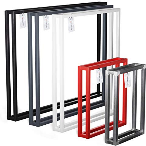 HOLZBRINK Tischbeine für Schreibtisch, Esstisch, Küchentisch, Tischgestell 80x72 cm, Rohstahl mit Klarlack, 1 Stück, HLT-18-L-FF-0000