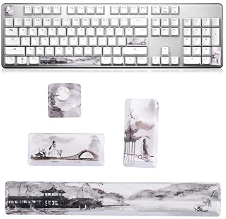 PBT Custom Keycaps, Landschaft Muster Tastenkappen Kit, DIY Spacebar Keycaps, Space+ESC+Enter+Numpad Enter, für Universal Mechanical Keyboards