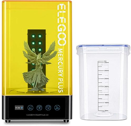 ELEGOO Mercury Plus V2 2 in 1 Waschen und Aushärten Maschine für Mars Photon S Photon Mono LCD DLP SLA 3D Gedruckt Modelle Harz UV Härtungsbox mit Rotary Aushärten Drehscheibe und Waschen Eimer