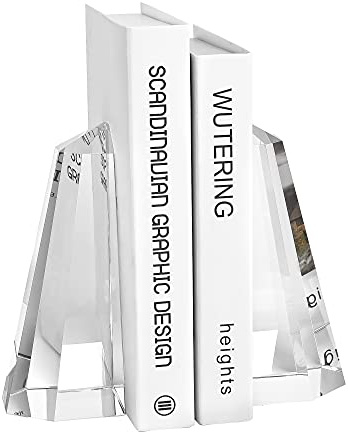 Kitcom Handgefertigte Kristall Buchstützen Halb-Obelisk Design, 1 Paar dekorative Tischbuchstützen für Büro, Zuhause, Schreibtisch