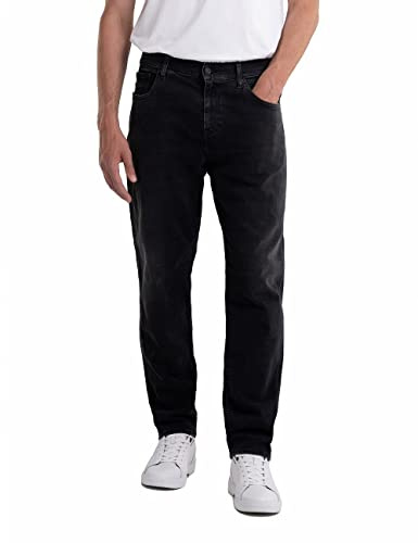Replay Herren Jeans Sandot Tapered-Fit, Black 098-3 (Schwarz), 32W / 34L