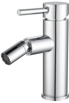 VALAZ Grifo Bidet Cromado | Grifo Monomando Lavabo, Mezclador Agua Fría y Caliente, Ahorro de Agua | Instalación Facil y Rápida | Latón, Inoxidable, Elegante, Redondo, Serie Palancia