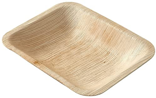 Judge Pure Leaf Disposable Plates, Pack of 5 Areca Palm Leaf Rectangle Dinner Plates 10 x 6/25 x 15cm, Fridge and Freezer Safe, Microwaveable
