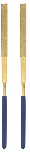 sourcing map Diamante Aguja Limas, 3mm x 140mm Titanio Revestido Plano Tipo Lima Mangos Manual Herramienta para Metal Madera Piedra Mármol 2uds