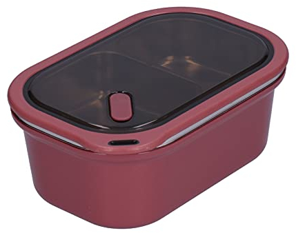 lyrlody Fiambrera Térmica de 1,2 L con 2 Compartimentos Y Cubiertos de Acero Inoxidable Fiambrera Bento Box de 2 Capas Hermética Portátil para Adultos Y Niños 20 X 14 X 8 Cm(Rojo)