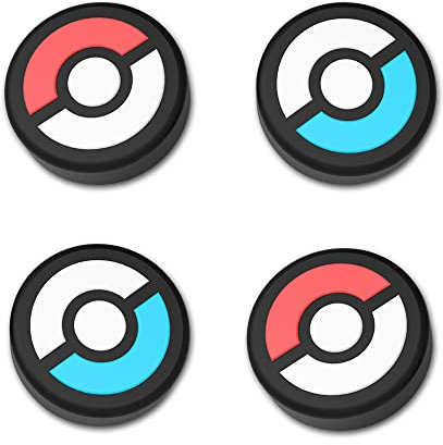 PERFECTSIGHT Lot de 4 capuchons de joystick pour Nintendo Switch, Switch Lite, Switch OLED, couvercle de bouton analogique pour manette NS Joycon (balle rouge et bleue)