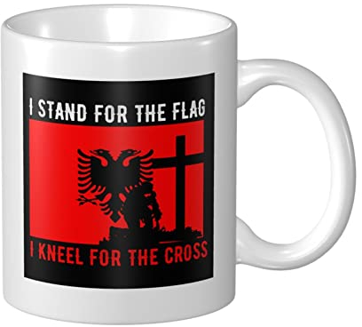 Kaffeebecher Ich Stehe Für Die Flagge Von Albanien Und Ich Knie Für Das Kreuz Retro Tasse Männer Dekorativ Tasse Lustig Geschenk Tasse, Für Vatertagsgeschenk, Tee, Kinder, 330Ml