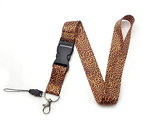 Hansum Lanières pour le cou, cordons personnalisés avec boucle de sécurité, pour porte-badge d'identité, clés, permis de travail, téléphones portables(Leopard)