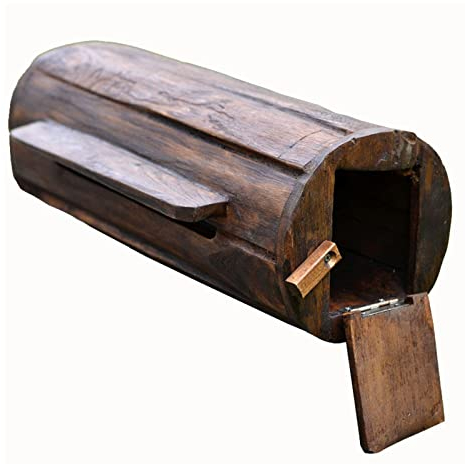 QOBNN Briefkasten, Holzbriefkasten, Zylinder Postbriefkasten Zur Wandmontage Für Zuhause, Bauernhaus, Landhaus, Land