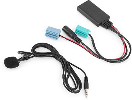 Connecteur Audio de Voiture, Câble Audio Bluetooth 6 Broches Adaptateur AUX IN Stéréo de Voiture avec Microphone adapté pour Clio/Espace/Megane