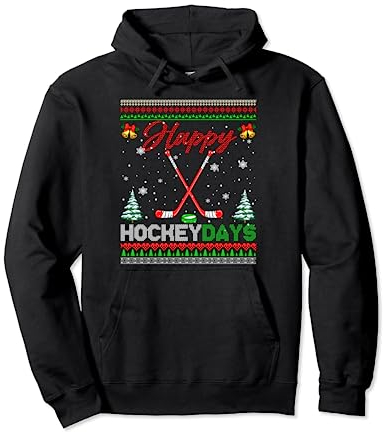 Happy Hockey Xmas Days Ice Hockey Equipment Matching Player Pullover Hoodie