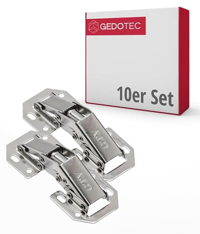 Gedotec Möbelscharniere aus Stahl mit Feder | 10 Stück Scharniere für Schranktüren | MINI | Scharniere klappbar aus Stahl - Silber | 33 x 77 mm | Öffnungswinkel von 180° | Türscharniere für Holztüren