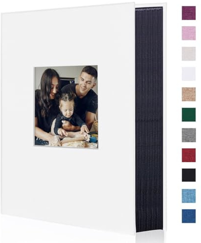 Miaikoe Fotoalbum 10x15 300 Leinen Album Slip in für Familie Hochzeitstag Album Buch Holds 300 Horizontal 10x15cm Fotos Weiß