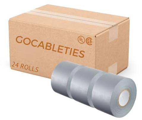 Gocableties Grey Wide Electrical Tape, 50mm x 33m, 2 Strong Self-Adhesive PVC Insulation Tape for Insulating, Repairing and Protecting Electrical Wires, 24 Rolls