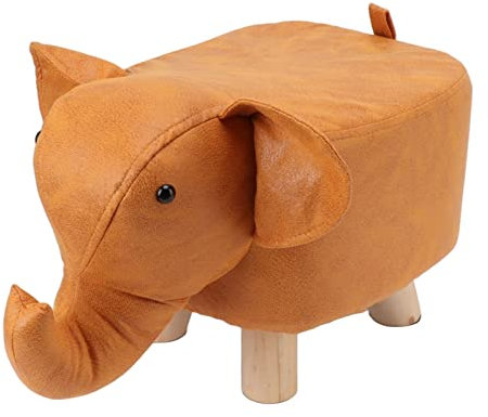JYCRA Tierelefanten-Fußhocker, Hübscher Cartoon-innovativer Elefanten-Polsterhocker, Elefantenförmiger, Rutschfester Hocker für Kinderzimmer, Schlafzimmer, Spielzimmer, Wohnzimmer, Dekor(Orange)