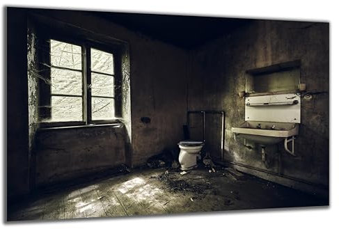 DARO Design - Wand-Bild auf 6mm HDF 40x30 cm Horror Grusel Lost Place WC - Wand-Deko Bilder Geschenk