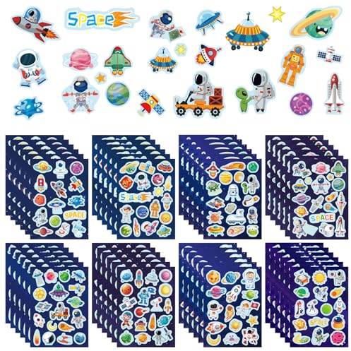 GEEHUA 48 Blatt Weltraum Aufkleber für Kinder, Rakete Astronaut Niedliche Reise Sticker, Wasserfeste DIY Dekorative Aufkleber für Wasserbecher, Laptops, Scrapbook, Telefone, Skateboards
