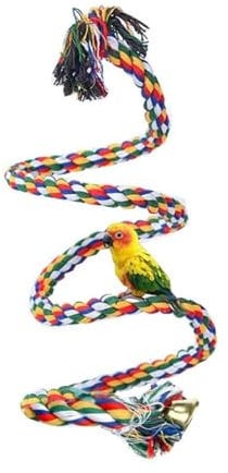 Cotton Colorful Bird Parrot Perch - Standing Rope Swing Toys, 100CM (39 Inch) for Parrot/Parakeet/Cockatiel