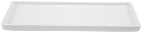 Widybord Bandeja rectangular de cerámica de porcelana blanca, bandeja rectangular para enjuague bucal, bandeja de almacenamiento para baño, sala de estar