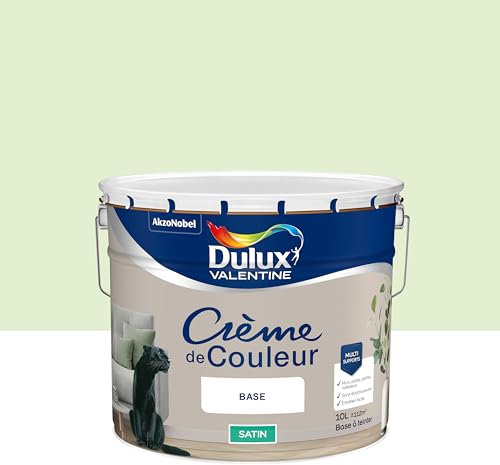 Dulux Valentine Crème de Couleur - Peinture multi-supports intérieure - Satin Tendrement Vert 10 L