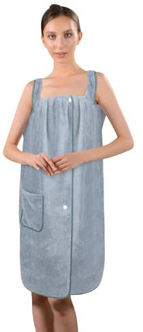 IPENNY Bademantel Saunakilt Badetuch Damen Sauna Frottee Saunatuch Saunakilt Saunatuch mit Knöpfen Tasche für Spa Fitnessstudio Dusche