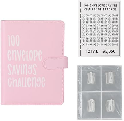 Budget Planner Challenges, 100 Envelope Challenge Binder, Geld Sparen Challenge mit 100 Sparchallenges & 25 Innenseiten, A5 Leder Budget Binder, Bugetplaner, Spar Challenge für Budgetplaner