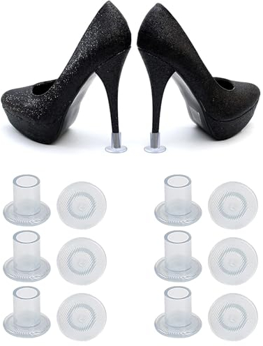 High Heel Protectors, 6 Pairs Absatzschoner High Heels Transparent stöckelstulpen fersenschutz, für Schuhe Gummiüberzüge Shoes, for Grass, Wedding, Outdoor Activities, Easy Walking(S, M, L)