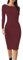 Prime fashions Women’s Long Sleeve Midi Maxi Summer Bodycon Dress Modern Pain and Multi-Purpose Dress (Wine, S-M)