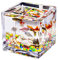 Acuario Mini pecera Cuadrada de Cristal Transparente for Escritorio, Tanque De Agua for el hogar, Hierba, pez Betta, Peces Ornamentales, pecera pequeña Pecera(4.72IN)