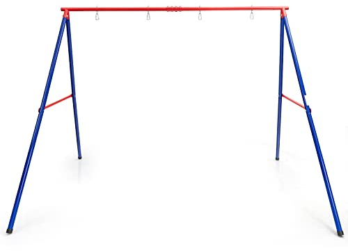 COSTWAY Schaukelgestell, Schaukelgerüst aus Metall bis 250 kg belastbar, Schaukel Gestell mit Bodenanker, Rutschfester Fußkappe, für Nestschaukel, Kinderschaukel, Doppelschaukel (Nur Gestell)