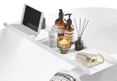 Transparentes Badewannen-Caddy-Tablett, Aufbewahrung für Badebälle, Badewannen-Caddy über der Wanne, Badewannen-Caddy, Brückenregal, Acryl, halten Sie Ihr Tablet, Telefon, Weinglas und Ca (G