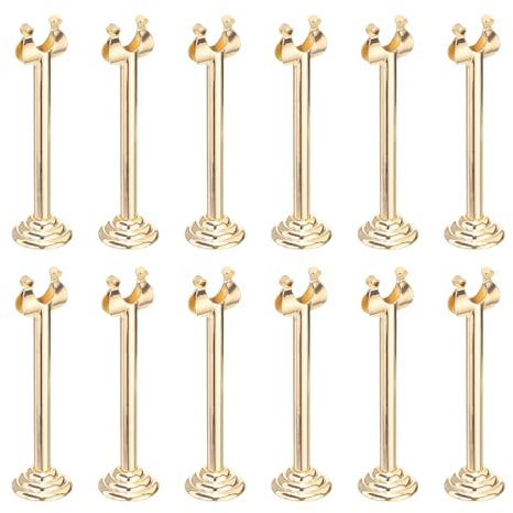 sourcing map 12Pcs Table Number Holder 3.9 Inch Place Card Holder Picture Holders Gold Table Sign Holders for Wedding Anniversary Birthday Party