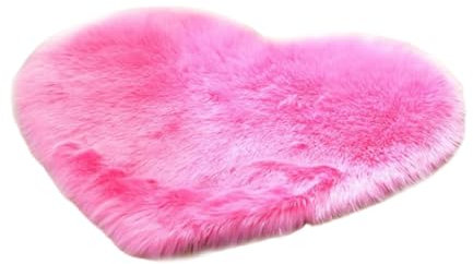 Long Plush Door Mat Heart Shaped Rug Soft Long Plush Fluffy Floor Mat Anti-slip Decorative Door Carpet