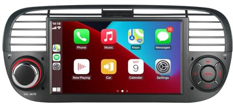 Aphrfamma Doppel-DIN-Autoradio kompatibel mit drahtlosem Carplay Android Auto für FIAT 500 2007-2015-Zoll IPS Bluetooth/FM/AM Radio/USB/EQ (Schwarz)