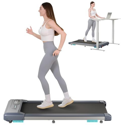 Dripex Walking Pad 2,5 PS Leise Motor Laufband mit Stoßdämpfende Fußmatten zum Gehen und Joggen,120 kg Kapazität, Fitness Laufbänder mit Breiterer Laufgürtel,LED-Display für Zuhause/Büro (Grau)