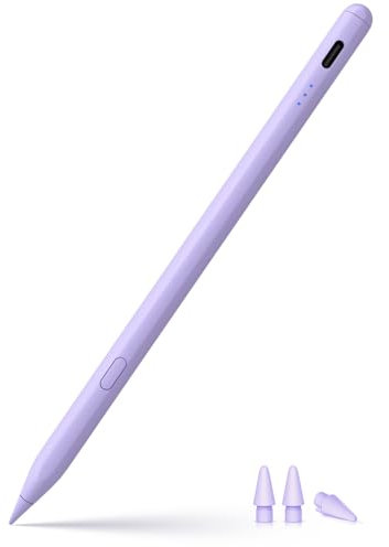 Stylet pour Apple iPad 2018-2025, Stylet de Recharge Rapide avec Rejet de Paume, Détection d'Inclinaison,Compatible iPad 11/10/9/8/7/6, iPad Mini 7/6/5, iPad Air M2/5/4/3, iPad Pro M4 13/12,9''/11''