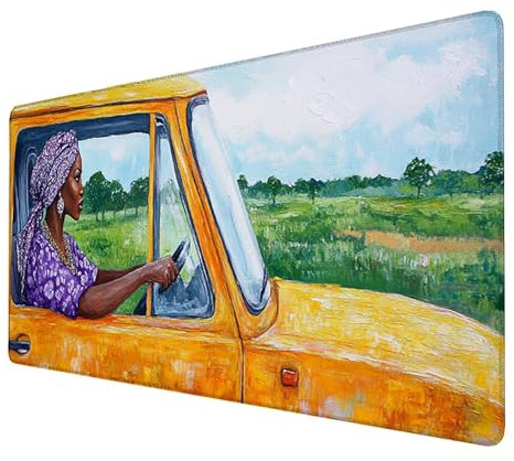 Tapis de souris de jeu rapide xxl - (Jaune) - (1000x500x3mm) - (Voiture) -Tapis de Souris à Bords Cousus, Base en Caoutchouc Antidérapante Imperméable, Pour Ordinateur, PC et Ordinateur Portable 7-U-Q