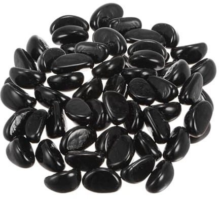 QUARKZMAN Feuerglasperlen für Feuerstellen, Glas-Murmeln Kies Kiesel reflektierende Vasenfüller für Fischbecken Aquarium Dekoration, 1000g/2,2lbs, Schwarz