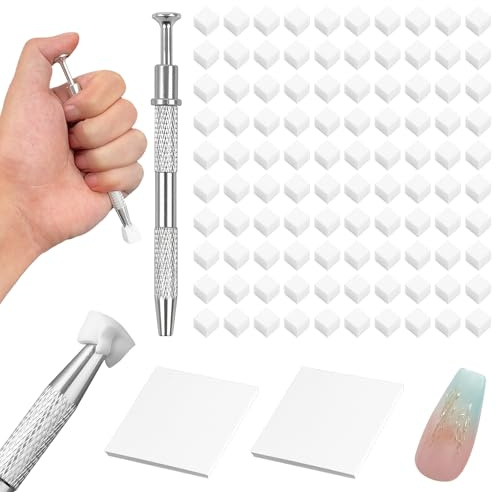 100 Pcs Nail Art Sponges Latex-Free, Ombre Nail Sponge Brush with Grabber | Synthetic Soft Grippy Texture 1cm Cube, Mixing Paper Sheets Storage Box, Manicure Applicator Gradient Design Tool