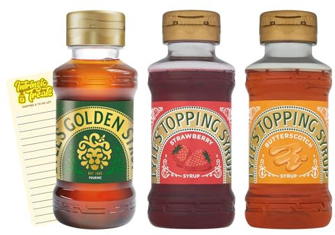 Syrup Bundle With Squeezy Golden Syrup, Strawberry, Butterscotch (325g each) and Intrinsic Treats Shopping List Card