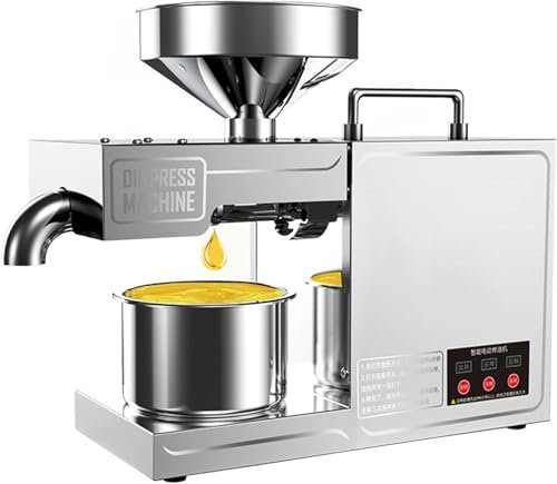 Oil Press Machine,1000W Hot/Cold Electric Automatic Oil Press Extractor,Electric Essential Oil Expeller - Pressing speed: 3-6KG/h | temperature adjustment,for Peanut Sunflower Coconut Soybean