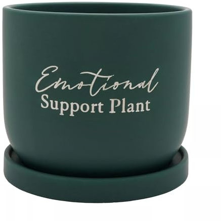 Widdop and Co Country Living Emotional Support Plant Pot Dark Green Planter with Saucer