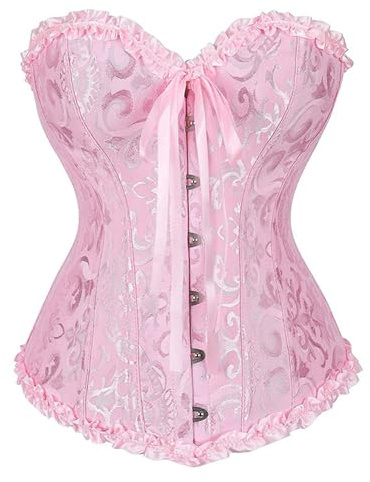 Fexofao Women's Corset Lace Up Floral Renaissance Corset Vintage Floral Bustier Shapewear Plus Size for Wedding Dating (Pink, M)