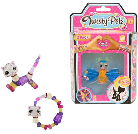 Twisty Petz Twin Pack, Twistable. Wearable and Fashionable. Sparkly gems that transform from a pet into a bracelet and back from a couple of simple twists! Includes 2, 12 to collect. Age 4+