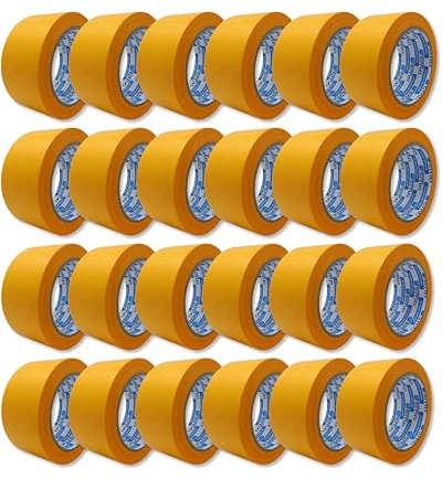 gws 24 Rollen (1VE) Goldband, Malerband zum Abkleben zum Streichen, Malen, Lackieren, Basteln und vielem mehr, Maler-Abdeckklebeband, Rückstandsfrei entfernbar, dünn & stabil 50m x 50mm