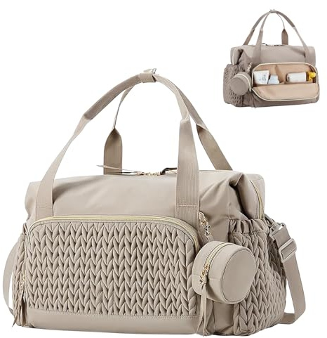 Chingcoo Multifunktionale Wickeltasche, 45,5×30×23cm Geräumige Reise-Wickeltasche, Kliniktasche für die Geburt, Babytasche mit Schnulleretui für Reisen Strand Alltag Camel