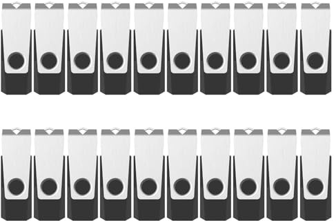 Vansuny USB Stick 4GB 20 Stück USB-Sticks 4GB 2.0 Flash Laufwerk 4 GB Schwenken Speicherstick mit Metalldeckel für Laptop/PC/TV/Autoradio, Schwarz