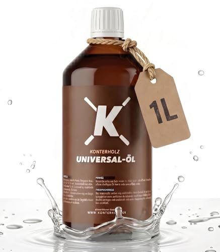 Konterholz Universal Oil 1000 ml, Medical White Oil for Wood, Furniture & Chopping Boards, Odourless & Not Self-Combustible, Wood Care Oil Made in Germany (1)