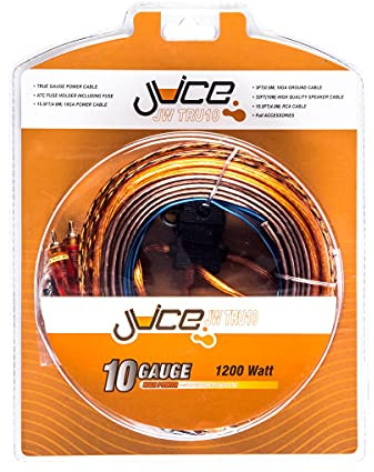 Juice Car Audio JWTRU101 1400W 10 Gauge Amplifier Wiring Kit, With Speaker, Power, RCA, Ground and Connection Cables